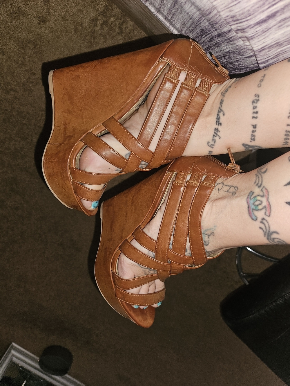 Steve Madden Cognac Strappy Wedge Sandals